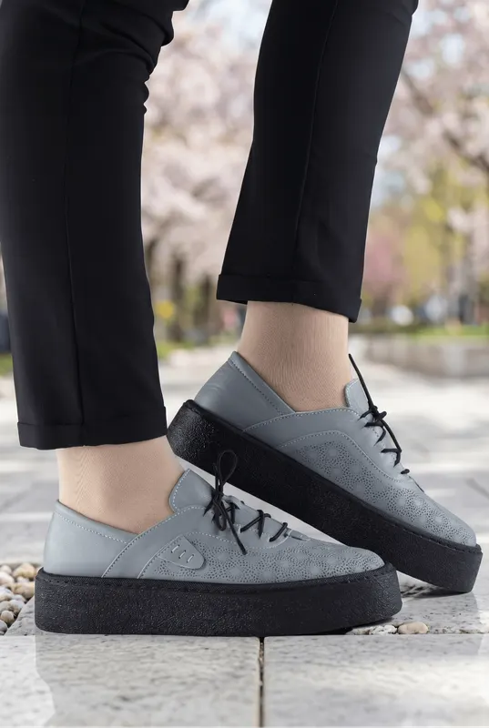Pantofi Casual-Sport din Piele Gri - PADO GREY
