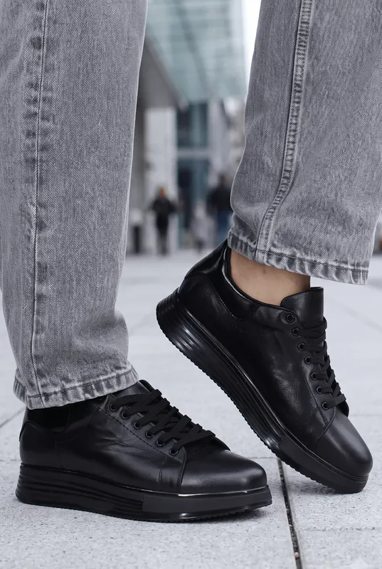 Pantofi Casual din Piele Naturală Negri - MAQ BLACK