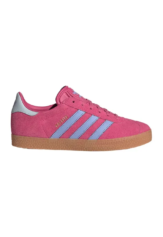 Pantofi sport din piele intoarsa cu logo contrastant Gazelle - Albastru lavanda/Roz