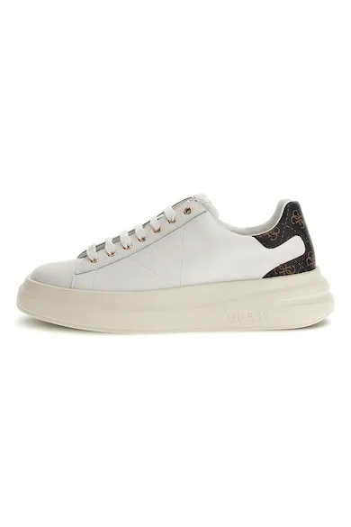 Pantofi sport de piele ecologica si piele - Alb/Maro