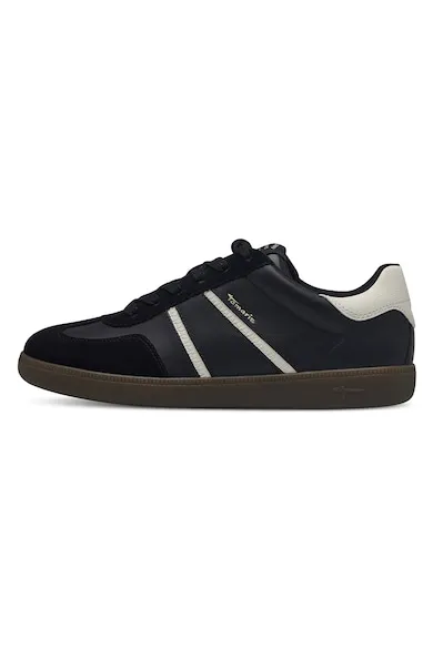 Pantofi sport low-cut cu insertii de piele intoarsa - Negru/Alb murdar