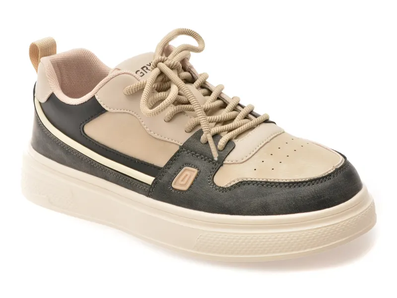 Pantofi sport gri, 6813, din piele naturala