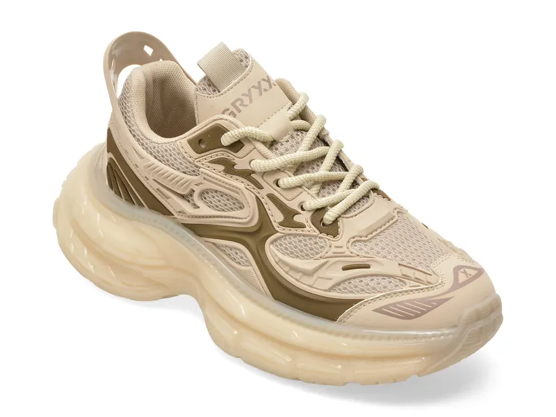 Pantofi sport bej, 25822, din material textil