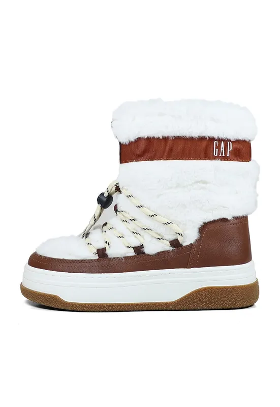 Cizme flatform cu logo - Alb/Maro
