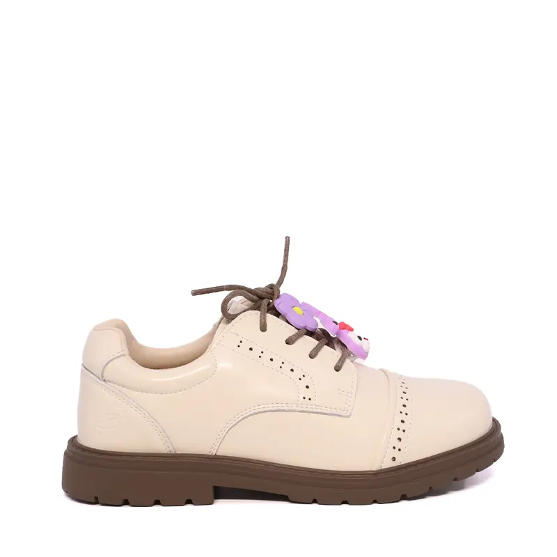 Pantofi derby fetițe bej din piele naturală 3790FP010BE