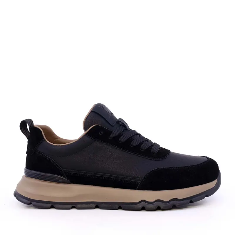 Sneakers ușori bărbați Luca di Gioia negri din piele și velur 3912bp086n