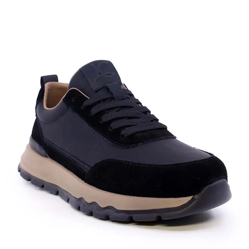 Sneakers ușori bărbați Luca di Gioia negri din piele și velur 3912bp086n — imaginea 2