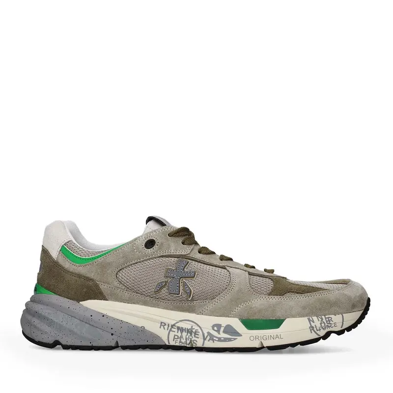 Sneakers bărbați Premiata Mase verzi din piele întoarsă și textil 1691BP8017V
