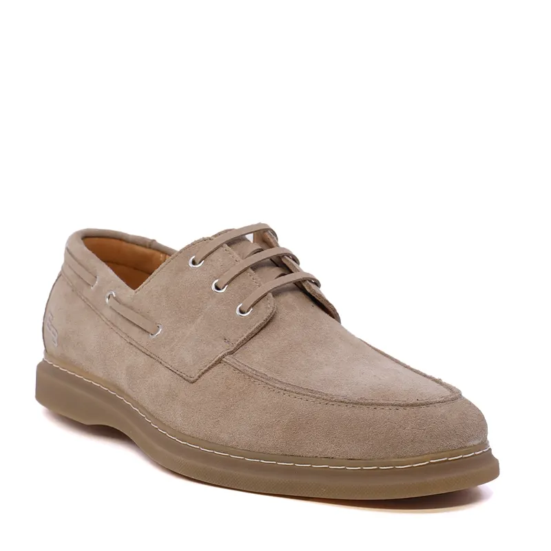 Mocasini cu șiret bărbați Enzo Bertini Premium Collection bej din piele întoarsă 1641BM2322920VBE — imaginea 2