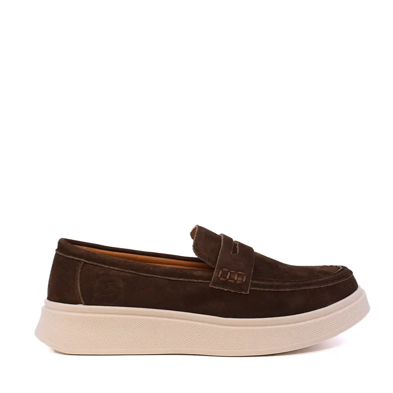 Pantofi tip mocasin bărbați maro din piele întoarsă 1531BM0524VTDM