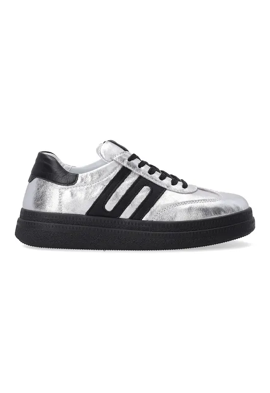 Pantofi sport din piele naturala cu aspect metalizat