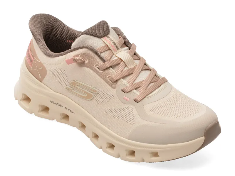 Pantofi sport SKECHERS nude, GLIDE-STEP PRO, din material textil