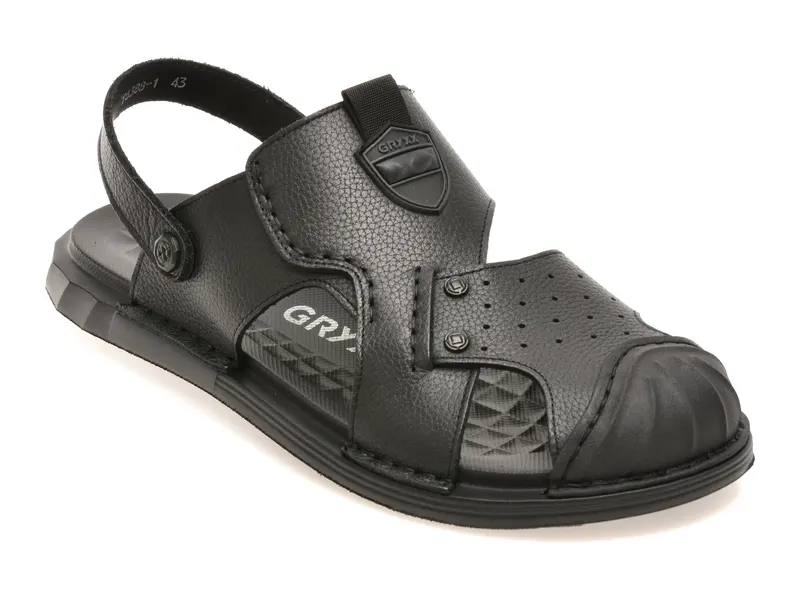 Sandale GRYXX negre, T6388, din piele naturala