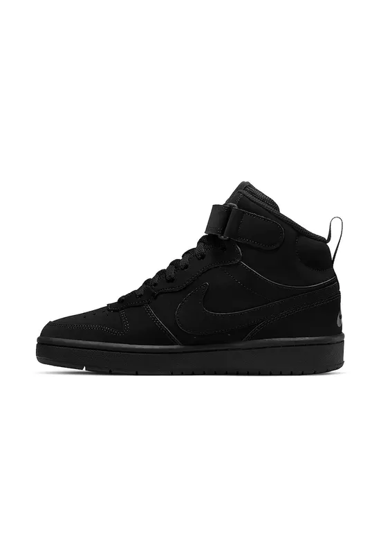 Pantofi sport din piele cu velcro Court Borough - Negru