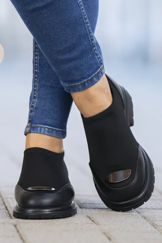 Pantofi Casual Dama din Piele cu Strech si Accesoriu -EXY