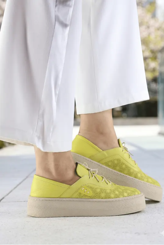 Pantofi Casual-Sport din Piele Galbeni - PADO YELLOW