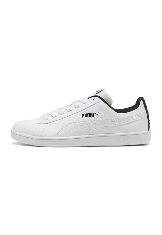 Pantofi sport de piele ecologica cu talpa plata 372605 - Negru/Alb optic