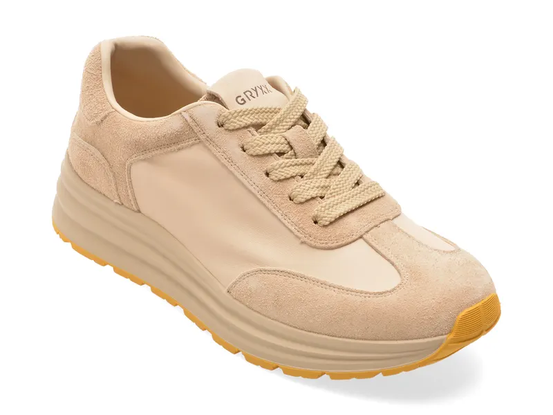 Pantofi sport bej, 80108, din piele naturala