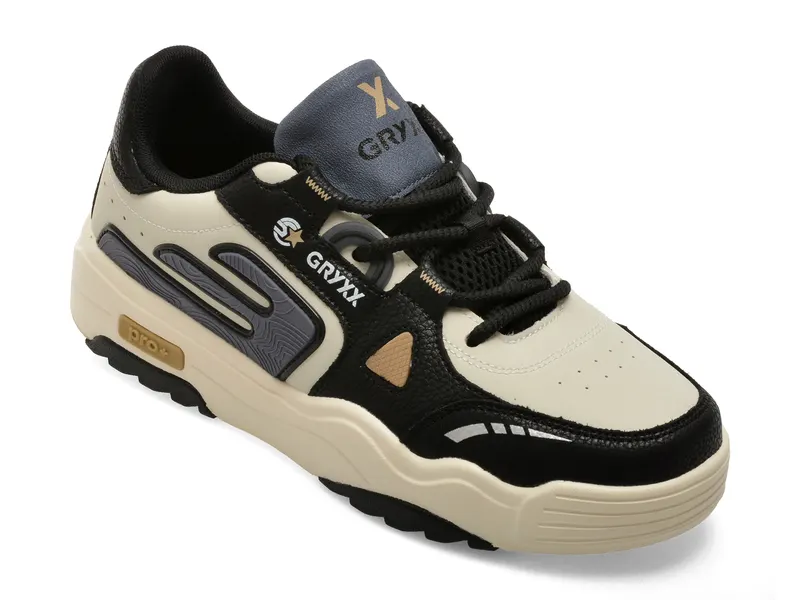 Pantofi sport alb-negru, 1A3227, din piele naturala