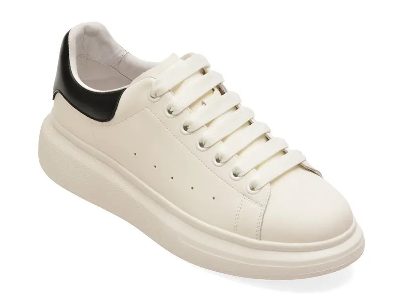 Pantofi sport albi, 3565, din piele naturala