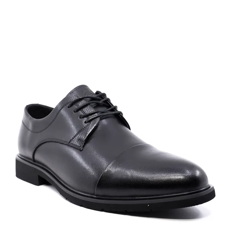 Pantofi derby bărbați negri din piele 3859BP326N — imaginea 2