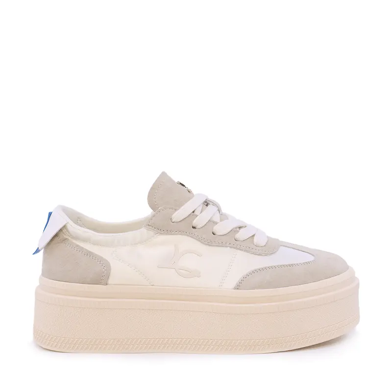 Sneakers femei Luca di Gioia bej din velur și textil satinat 1291DP9100VBE