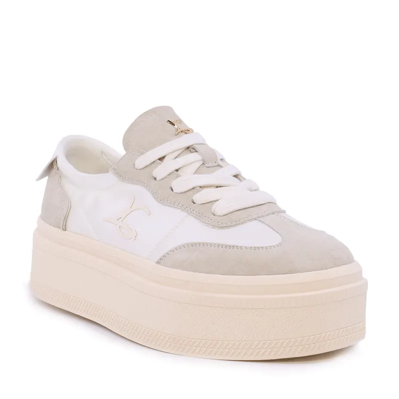 Sneakers femei Luca di Gioia bej din velur și textil satinat 1291DP9100VBE — imaginea 2