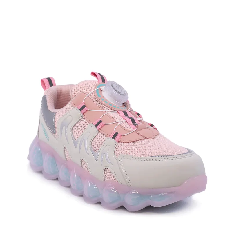 Sneakers fetițe roz din piele și material textil 3791FP014RO — imaginea 2