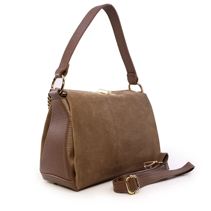 Poșetă satchel femei Enzo Bertini maro și taupe din piele naturală 154posp3401vmm — imaginea 2