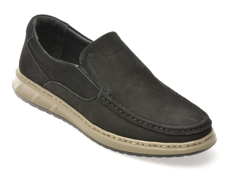 Mocasini SHOWMAN negri, SH4101, din nabuc