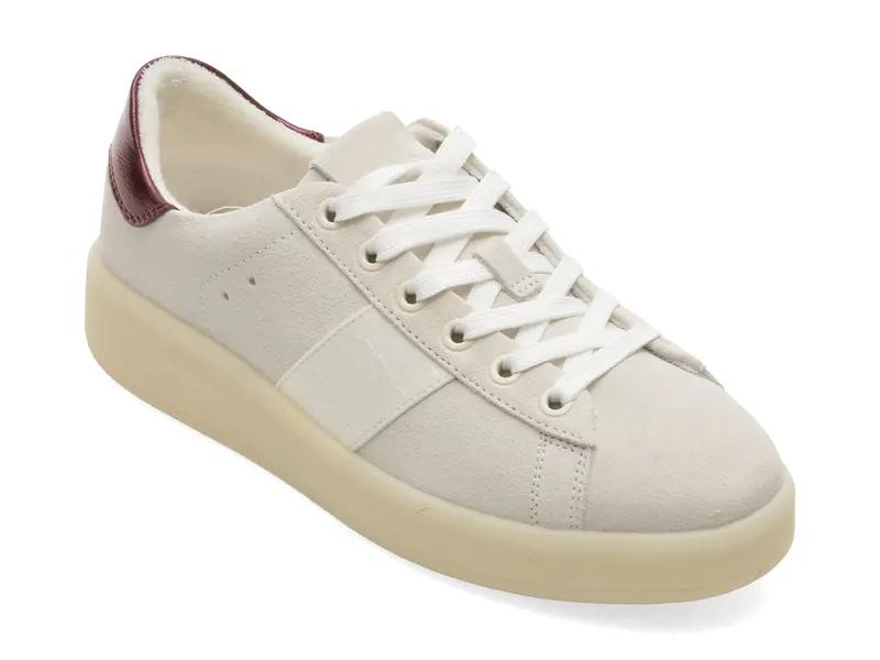 Pantofi sport albi, ADREI 116, din piele intoarsa