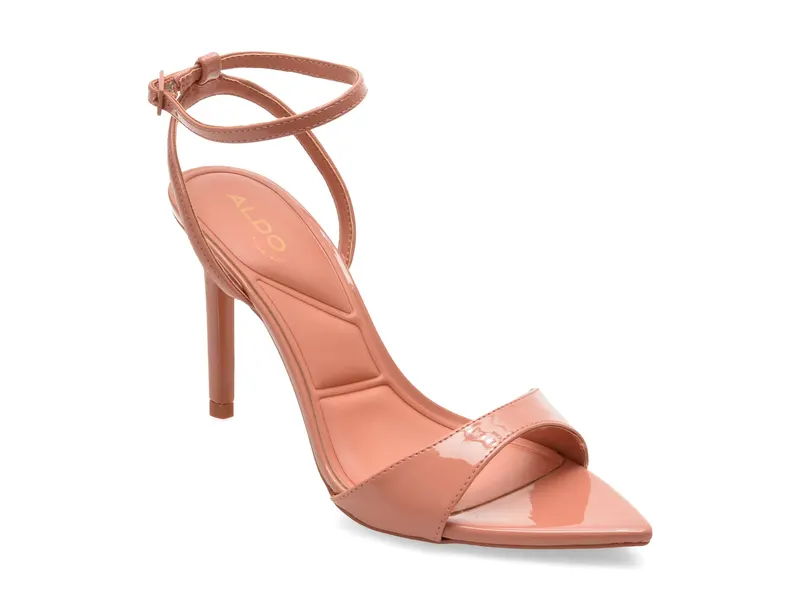 Sandale elegante roz, LEANDRA 690, din piele ecologica lacuita