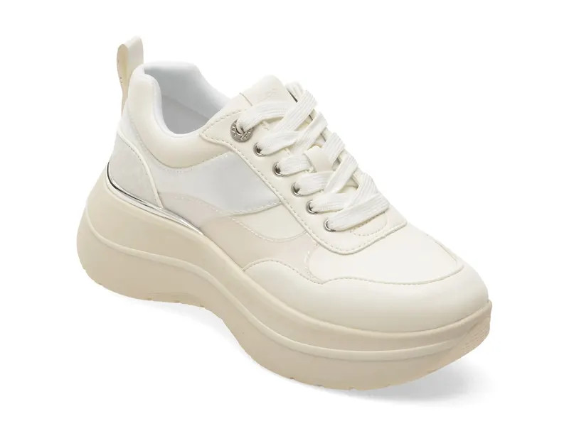 Pantofi sport albi, ETIENE 100, din piele ecologica