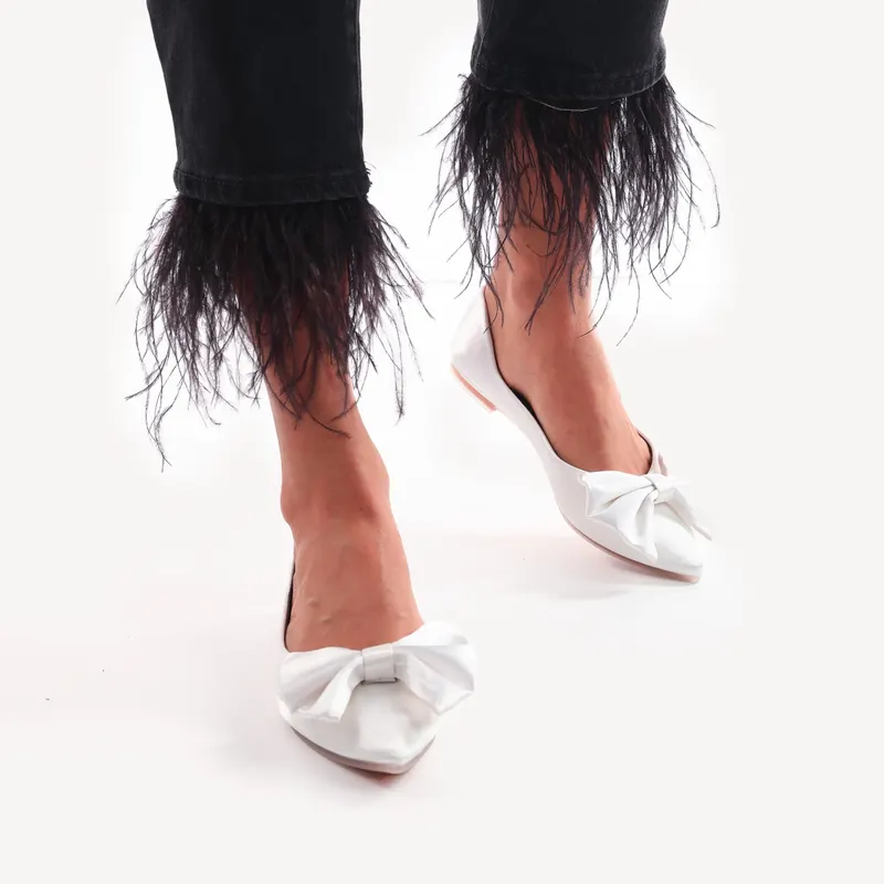 BALERINI Dama cu Fundita din Material Lycra CRL0760 ALB