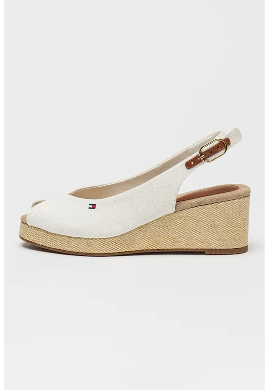Sandale slingback cu talpa wedge - Alb murdar