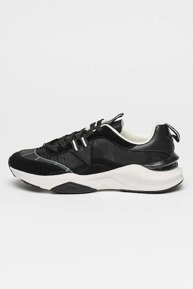 Pantofi sport din material textil cu garnituri de piele intoarsa Valencia - Alb/Negru stins
