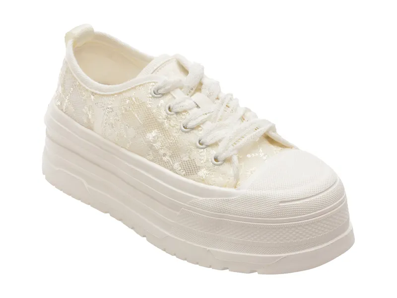 Pantofi sport albi, C1190, din material textil
