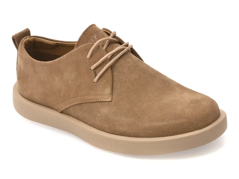 Pantofi bej, 80027, din piele intoarsa