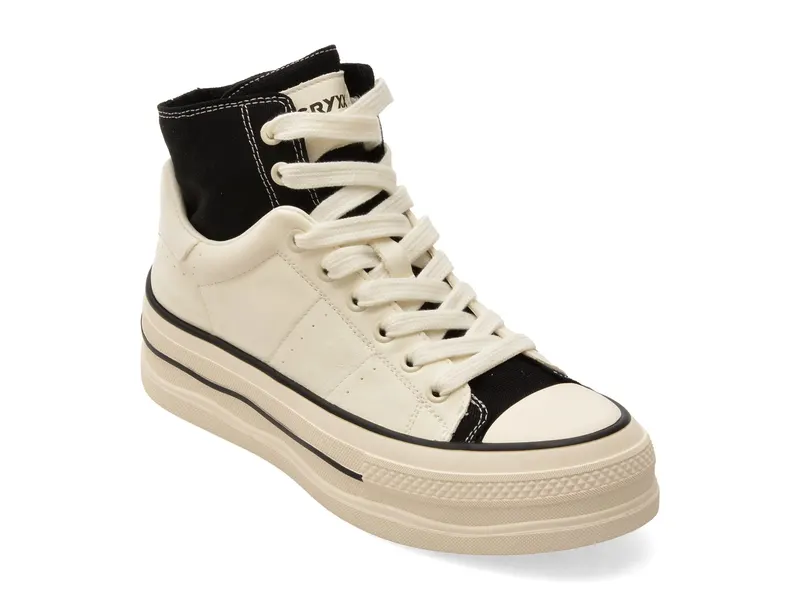 Ghete sport alb-negru, 5719, din piele naturala