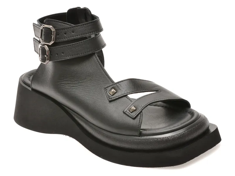 Sandale negre, 208423, din piele naturala