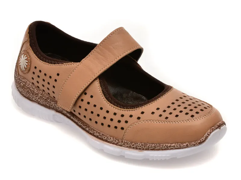 Pantofi maro, EV2922, din piele naturala