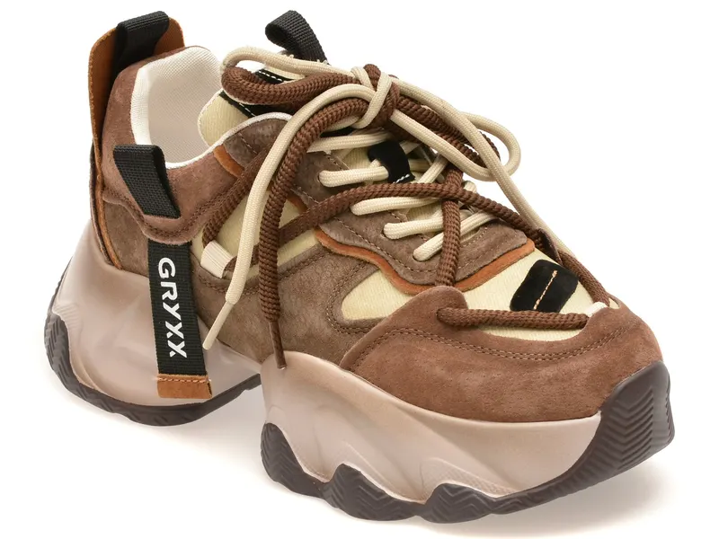 Pantofi sport maro, 3281CC, din piele naturala