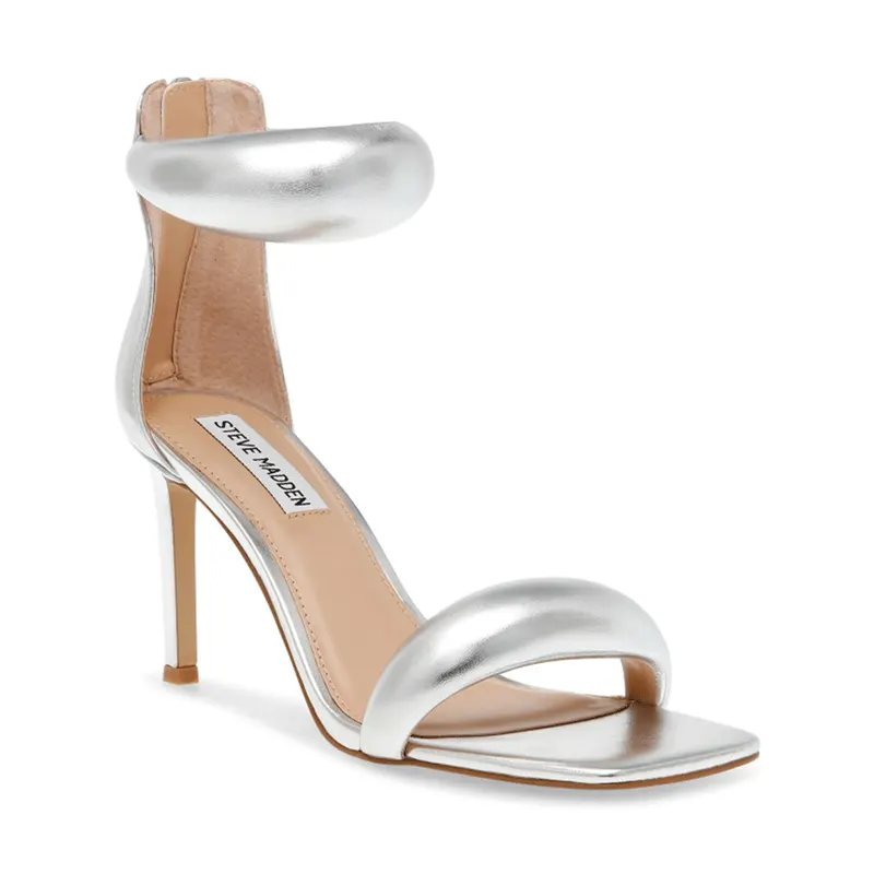 Sandale femei Steve Madden argintii cu toc înalt 1467DSPARTAYAG — imaginea 2