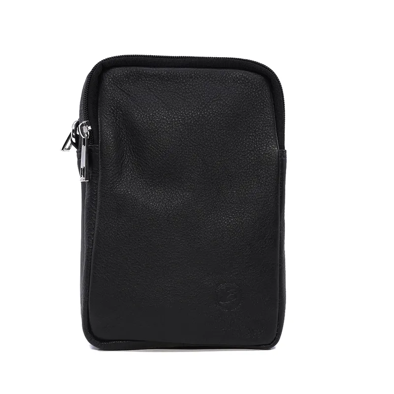 Geantă crossbody bărbați neagră din piele 263BGEA6409N