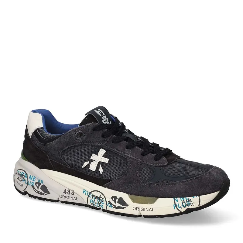 Sneakers bărbați Premiata Mase gri închis din piele întoarsă și textil 1691BP8014GR — imaginea 2