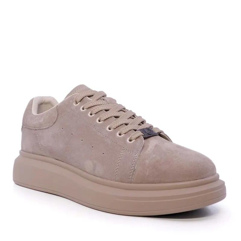 Sneakers ușori bărbați bej din piele întoarsă 3851BP311VBE — imaginea 2