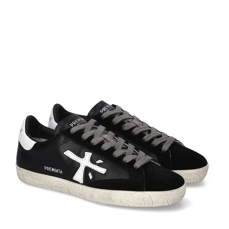 Sneakers bărbați Premiata Steven negri din piele întoarsă 1692bp5439n — imaginea 2