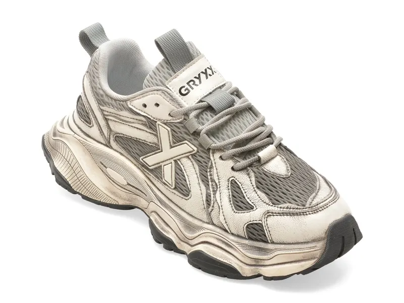 Pantofi sport GRYXX gri, Y507, din material textil si piele naturala