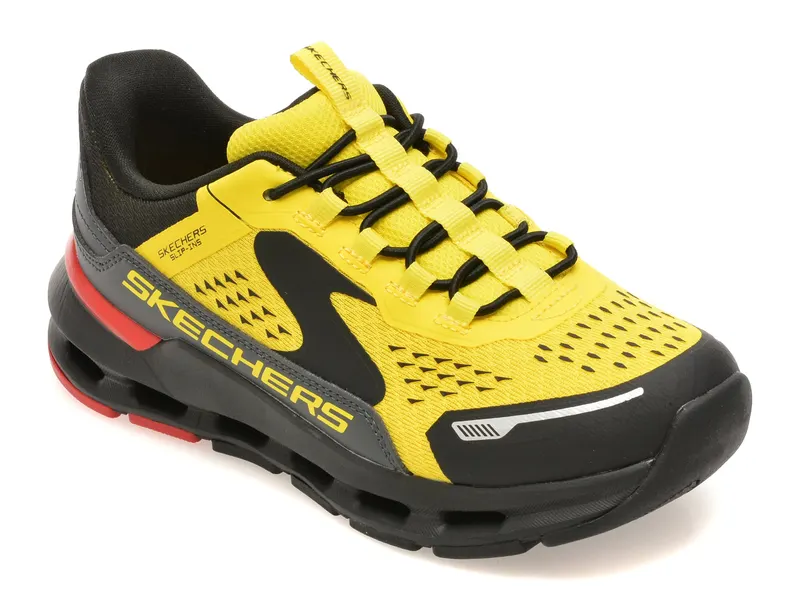 Pantofi sport SKECHERS galbeni, GLIDE-STEP PLUS, din material textil