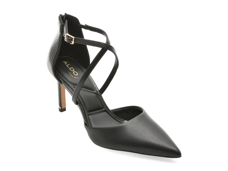 Pantofi eleganti negri, KALLANI 001, din piele ecologica